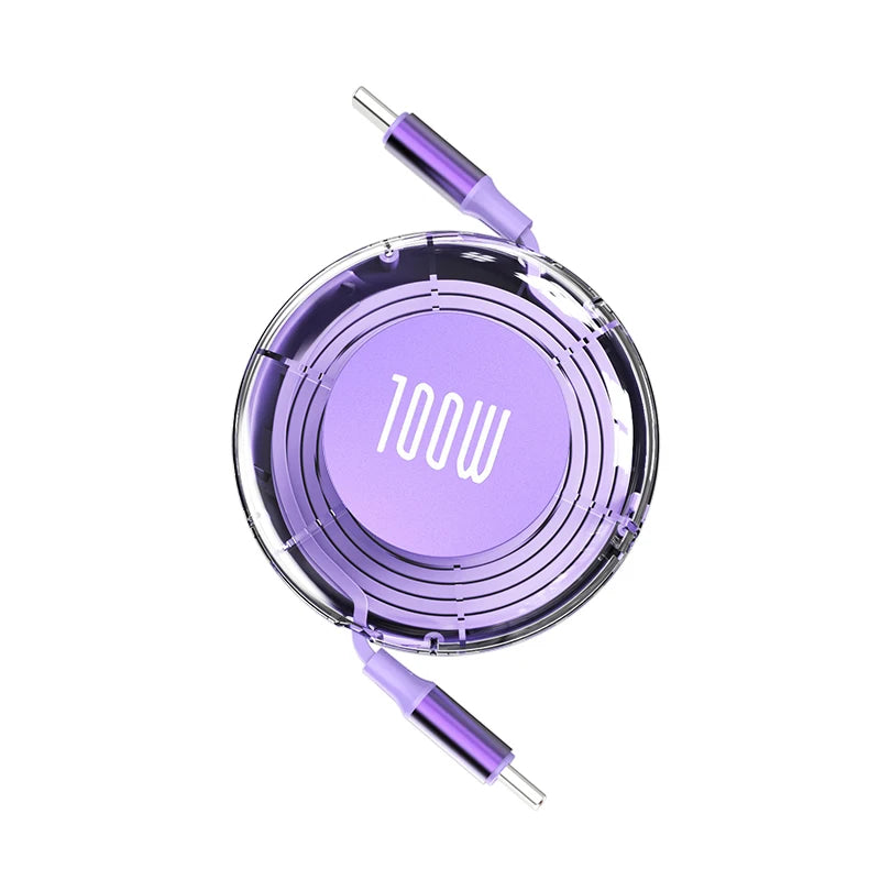 MobiCable™ - NNBILI Retractable USB-C to USB-C Cable (6A, Silicone, Fast Charging)