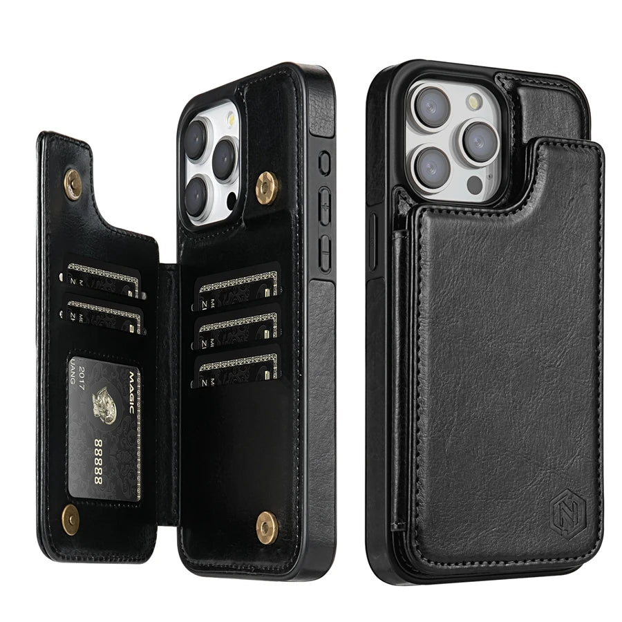 MobiCase™ - Leather wallet case with RFID protection and stand