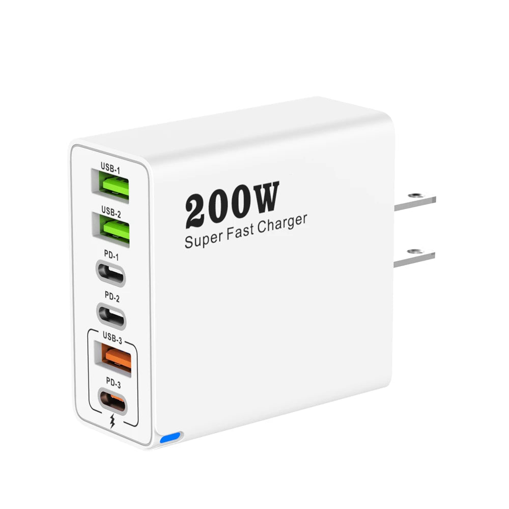 MobiCharge™ - 200W GaN Multiport Desktop Charger - 6 USB/USB-C Ports with Fast Charging Support