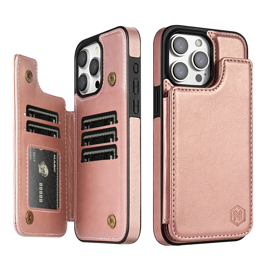 MobiCase™ - Leather wallet case with RFID protection and stand