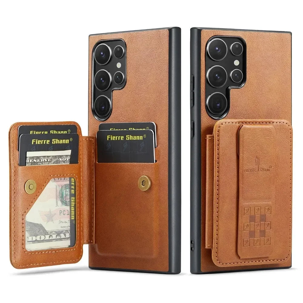 MobiCase™ - Elegant wallet case with stand function and handle - PU leather