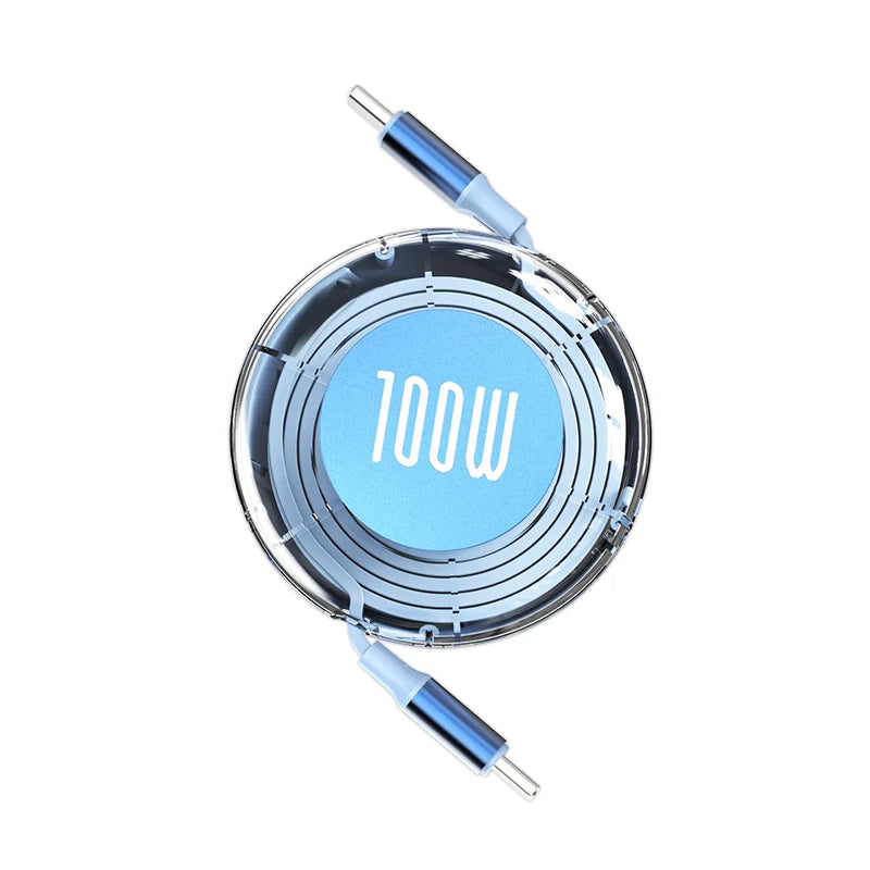 MobiCable™ - NNBILI Retractable USB-C to USB-C Cable (6A, Silicone, Fast Charging)