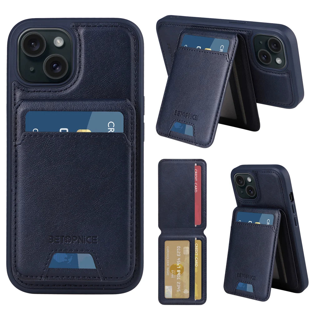 MobiCase™ - 2-in-1 leather wallet case with a magnet and card slots - MagSafe compatible