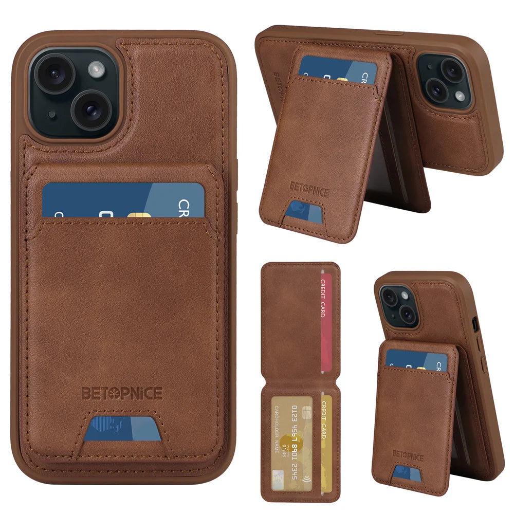 MobiCase™ - 2-in-1 leather wallet case with a magnet and card slots - MagSafe compatible