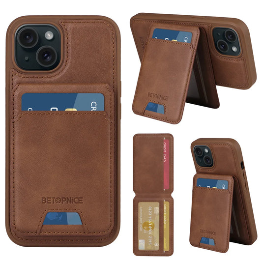 MobiCase™ - 2-in-1 leather wallet case with a magnet and card slots - MagSafe compatible