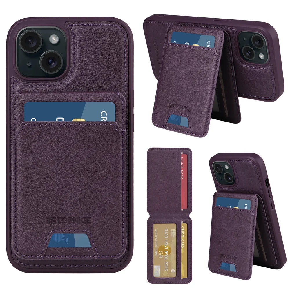 MobiCase™ - 2-in-1 leather wallet case with a magnet and card slots - MagSafe compatible