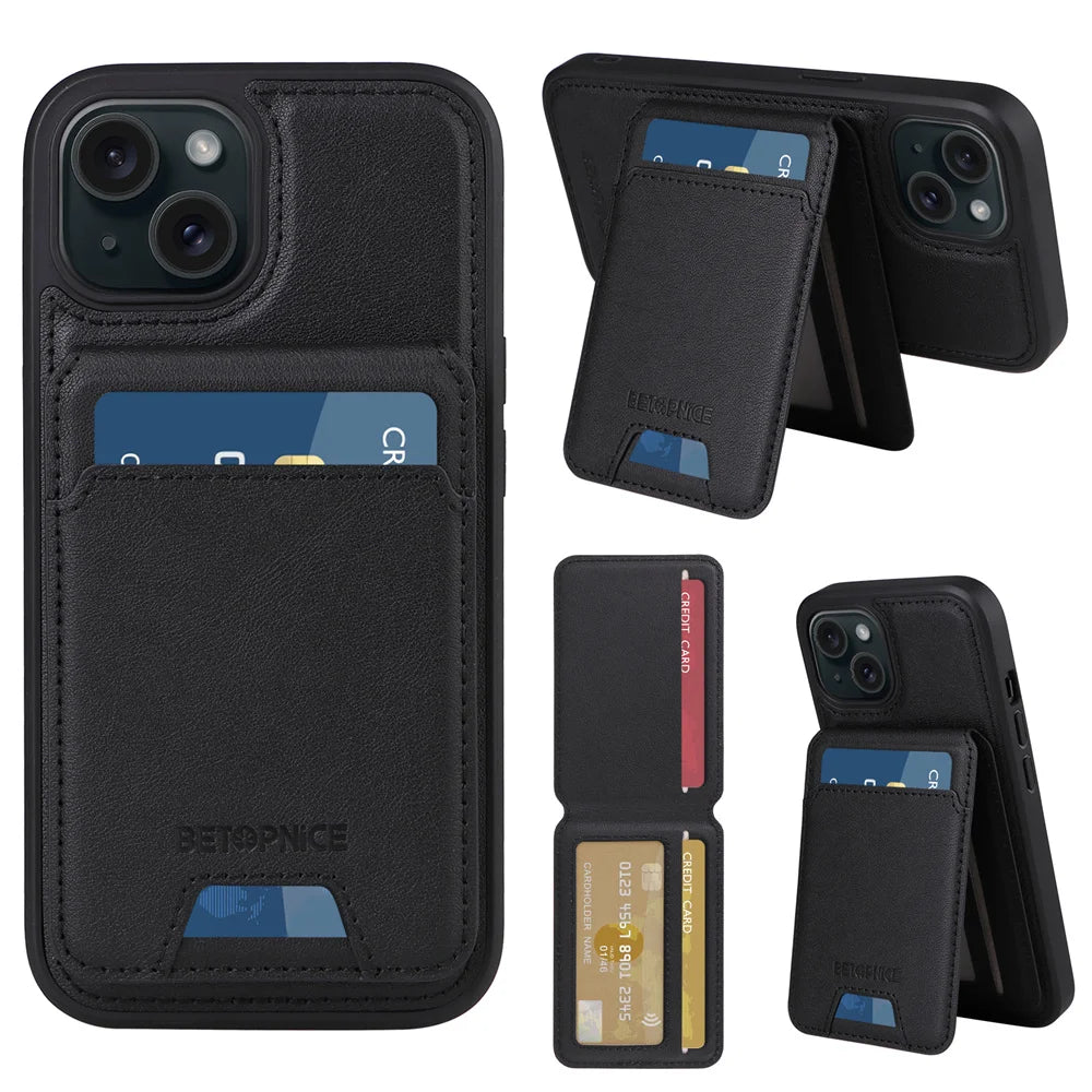 MobiCase™ - 2-in-1 leather wallet case with a magnet and card slots - MagSafe compatible