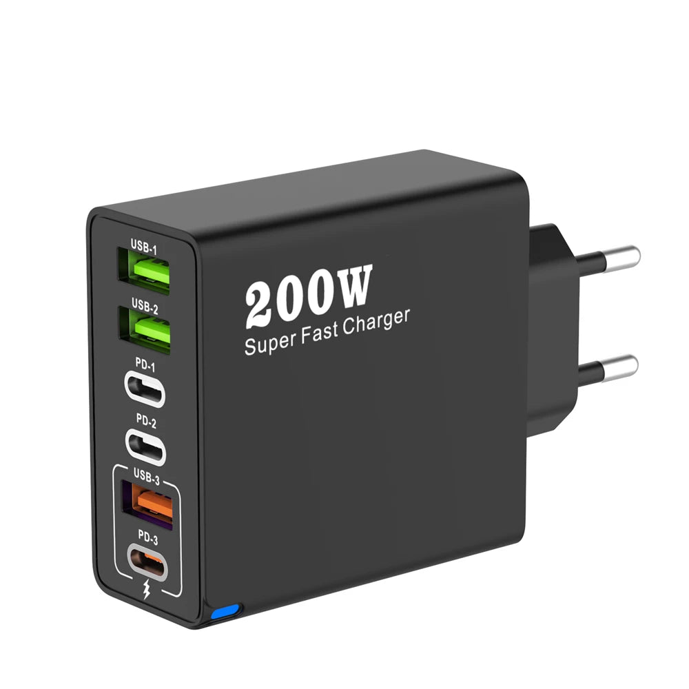 MobiCharge™ - 200W GaN Multiport Desktop Charger - 6 USB/USB-C Ports with Fast Charging Support