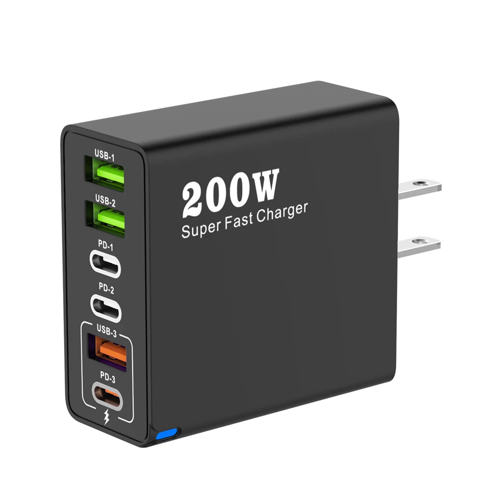MobiCharge™ - 200W GaN Multiport Desktop Charger - 6 USB/USB-C Ports with Fast Charging Support
