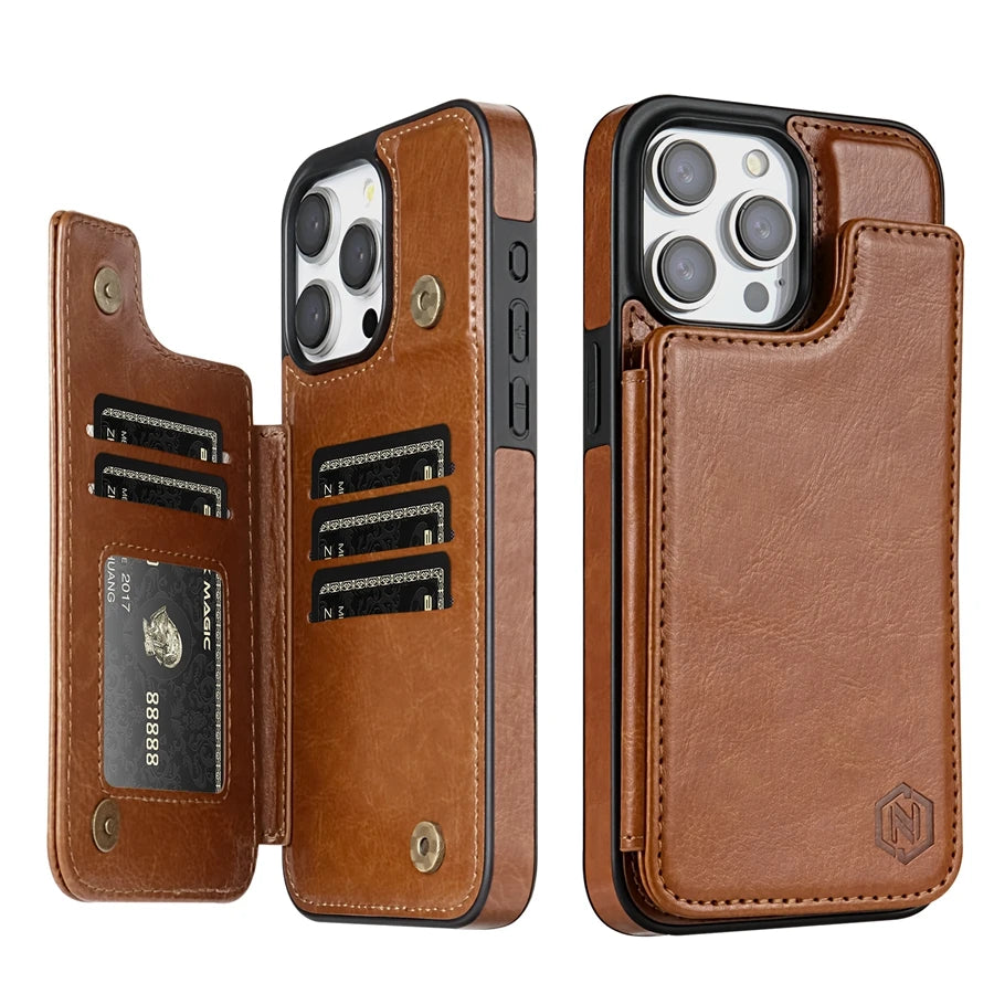 MobiCase™ - Leather wallet case with RFID protection and stand