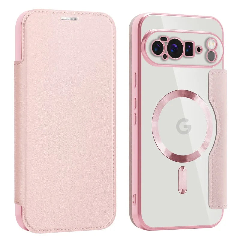 MobiCase™ - Transparent leather case with a flap and magnetic closure - protection and elegance in one (Flip Case)